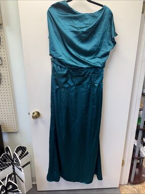 Satin Teal Wedding Guest Dress
